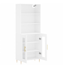 Buffet haut Blanc brillant 69,5x34x180 cm Bois d'ingénierie