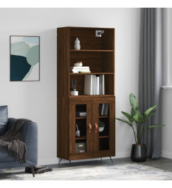 Buffet haut Chêne marron 69,5x34x180 cm Bois d'ingénierie