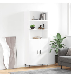 Buffet haut Blanc brillant 69,5x34x180 cm Bois d'ingénierie