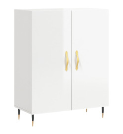 Buffet haut Blanc brillant 69,5x34x180 cm Bois d'ingénierie