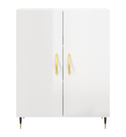 Buffet haut Blanc brillant 69,5x34x180 cm Bois d'ingénierie
