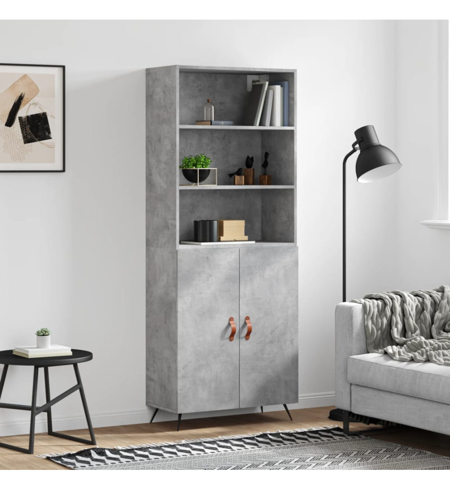Buffet haut Gris béton 69,5x34x180 cm Bois d'ingénierie Buffet haut Gris béton 69,5x34x180 cm Bois d'ingénierie