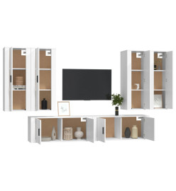 Ensemble de meubles TV 6 pcs Blanc Bois d'ingénierie