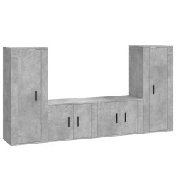 Ensemble de meubles TV 4 pcs Gris béton Bois d'ingénierie