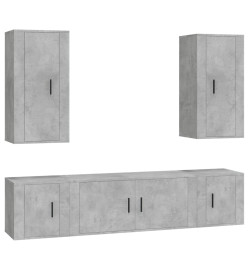 Ensemble de meubles TV 5 pcs Gris béton Bois d'ingénierie