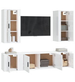 Ensemble de meubles TV 5 pcs Blanc brillant Bois d'ingénierie