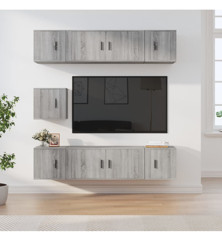 Ensemble de meubles TV 7 pcs Sonoma gris Bois d'ingénierie