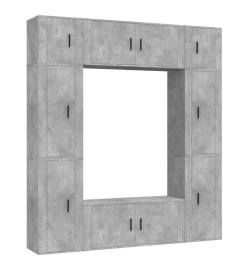 Ensemble de meubles TV 8 pcs Gris béton Bois d'ingénierie