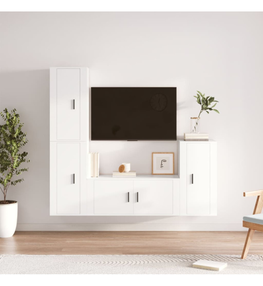 Ensemble de meubles TV 4 pcs Blanc Bois d'ingénierie