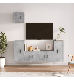 Ensemble de meubles TV 5 pcs Gris béton Bois d'ingénierie