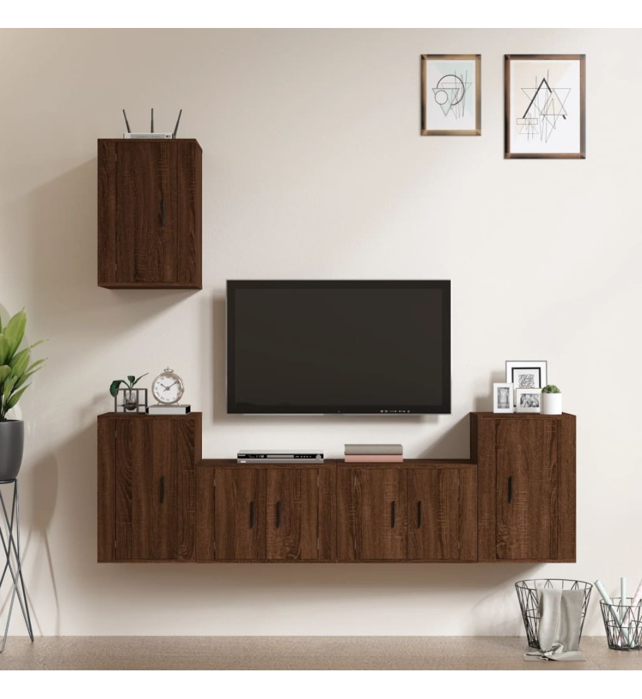 Ensemble de meubles TV 5 pcs Chêne marron Bois d'ingénierie