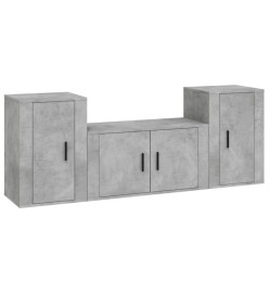 Ensemble de meubles TV 3 pcs Gris béton Bois d'ingénierie