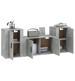 Ensemble de meubles TV 3 pcs Gris béton Bois d'ingénierie