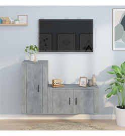 Ensemble de meubles TV 2 pcs gris béton bois d'ingénierie