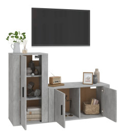 Ensemble de meubles TV 2 pcs gris béton bois d'ingénierie