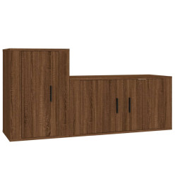 Ensemble de meubles TV 2 pcs Chêne marron Bois d'ingénierie