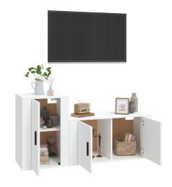 Ensemble de meubles TV 2 pcs Blanc Bois d'ingénierie