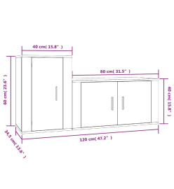 Ensemble de meubles TV 2 pcs Blanc Bois d'ingénierie