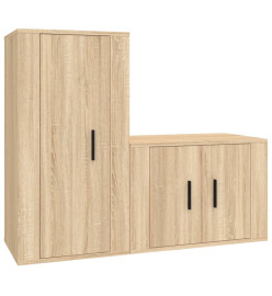 Ensemble de meubles TV 2 pcs chêne sonoma bois d'ingénierie