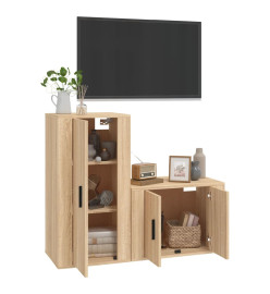 Ensemble de meubles TV 2 pcs chêne sonoma bois d'ingénierie