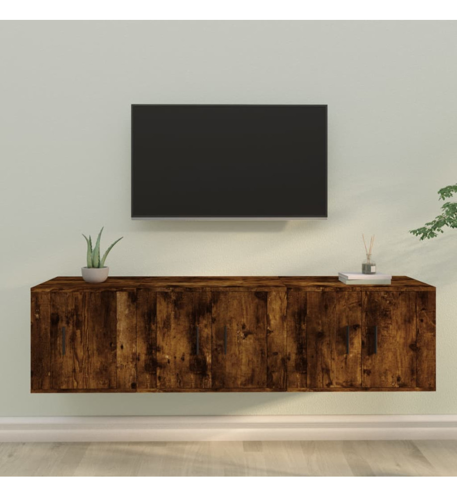 Ensemble de meubles TV 3 pcs Chêne fumé Bois d'ingénierie