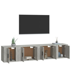 Ensemble de meubles TV 4 pcs Gris béton Bois d'ingénierie