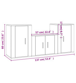 Ensemble de meubles TV 3 pcs Chêne fumé Bois d'ingénierie