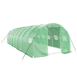 Serre avec cadre en acier vert 24 m² 8x3x2 m