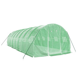 Serre avec cadre en acier vert 24 m² 8x3x2 m