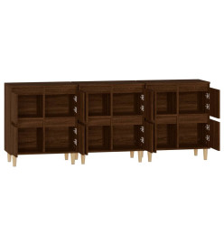 Buffets 3 pcs chêne marron 60x35x70 cm bois d'ingénierie