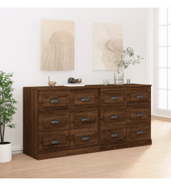 Buffets 2 pcs chêne marron bois d'ingénierie