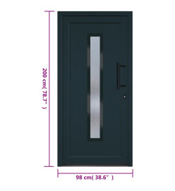 Porte d'entrée anthracite 98x200 cm PVC