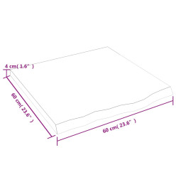 Dessus de table 60x60x4 cm bois de chêne massif non traité