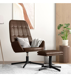 Chaise de relaxation avec repose-pied Brun brillant Similicuir