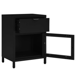 Tables de chevet 2 pcs Noir 40x30x54,5 cm Acier et verre