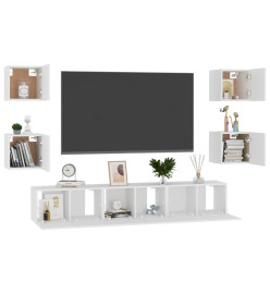 Ensemble de meubles TV 7 pcs Blanc Aggloméré