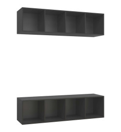 Meubles TV muraux 2 pcs Gris Aggloméré