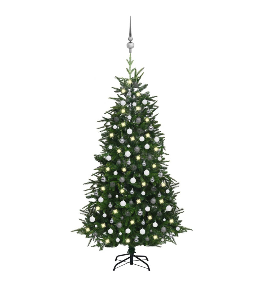 Arbre de Noël artificiel avec LED et boules vert 240 cm PVC PE