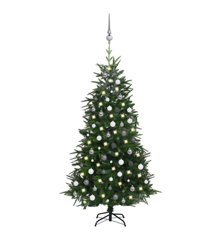 Arbre de Noël artificiel avec LED et boules Vert 180 cm PVC PE