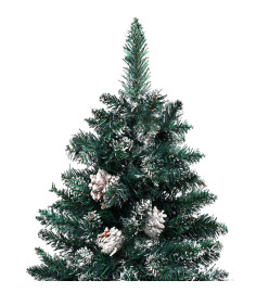 Sapin de Noël mince pré-éclairé et boules vert 210 cm