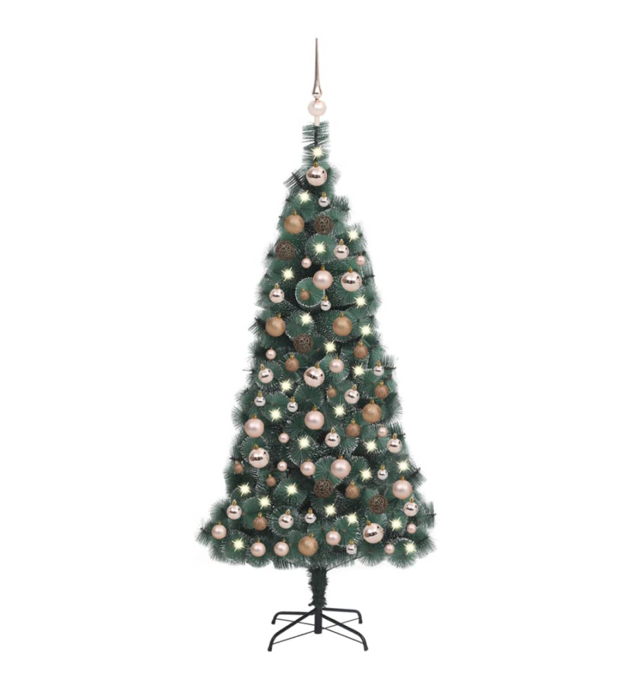 Arbre de Noël artificiel avec LED et boules Vert 150 cm PVC PE