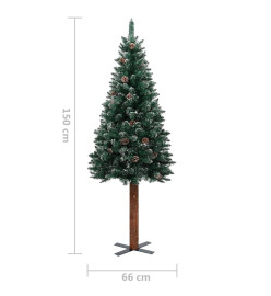 Sapin de Noël mince pré-éclairé et boules vert 150 cm