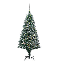 Arbre de Noël artificiel pré-éclairé/boules pommes de pin 210cm