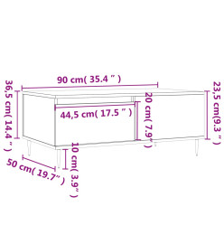 Table basse Chêne marron 90x50x36,5 cm Bois d'ingénierie