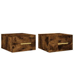 Tables de chevet murales 2 pcs chêne fumé 35x35x20 cm
