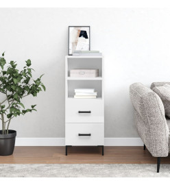 Buffet Blanc brillant 34,5x34x90 cm Bois d'ingénierie