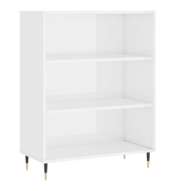 Bibliothèque blanc brillant 69,5x32,5x90 cm bois d'ingénierie