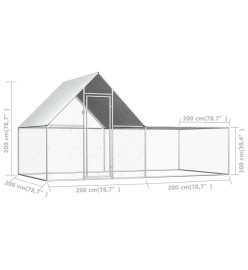 Poulailler 4 x 2 x 2 m Acier galvanisé