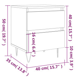 Table de chevet sonoma gris 40x35x50 cm bois d’ingénierie