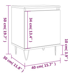 Table de chevet gris béton 40x30x50 cm bois d'ingénierie